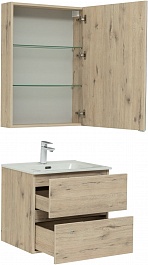 Aquanet Мебель для ванной Алвита New 60 2 ящика подвесная дуб веллингтон белый – фотография-5